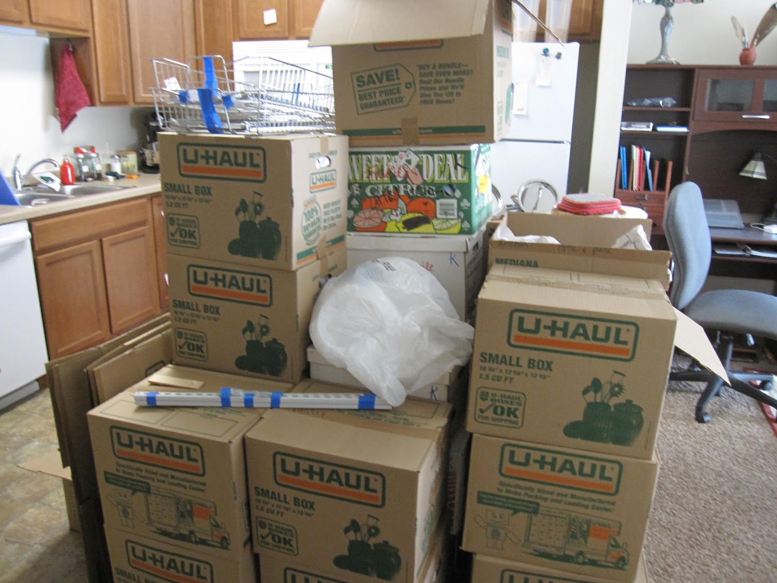 ... We're starting to put things away in the kitchen and the pantry, too