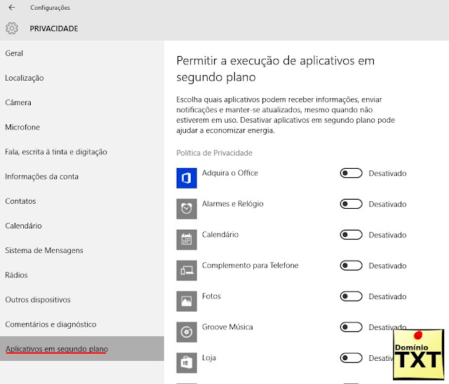 DominioTXT - Privacidade W10