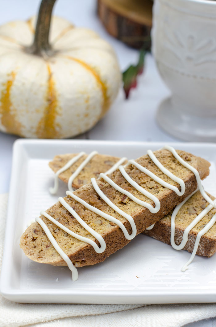 Pumpkin Biscotti on white plate