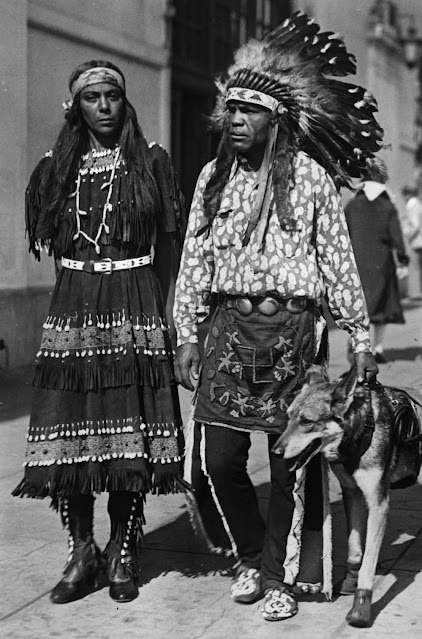 Little Chief White Eagle (Bill Reed), of the Yaqui Nation, wearing a swastika.