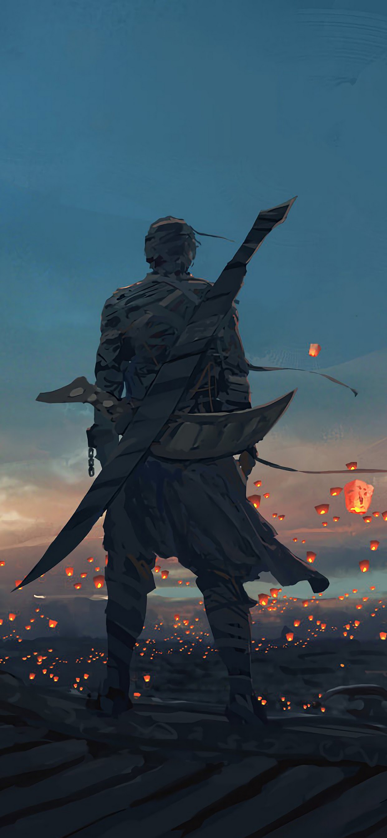 Anime Warrior Sky Lantern 4k Wallpaper 102