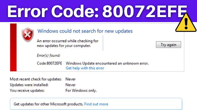 How to Fix Windows 7 Update Error | Error code - 80072EFE