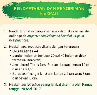 pendaftaran dan pengiriman naskah lomba apresiasi best practice 2017 