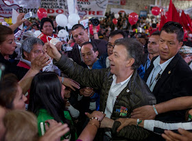 President Santos on the campaign trail.