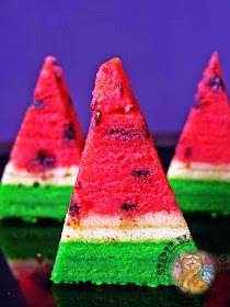 Syapex kitchen: Kek Lapis Cheese Watermelon