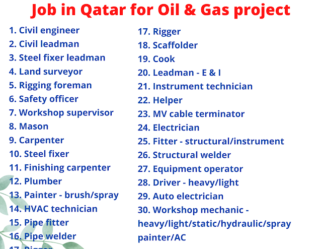 Job in Qatar for Oil & Gas project