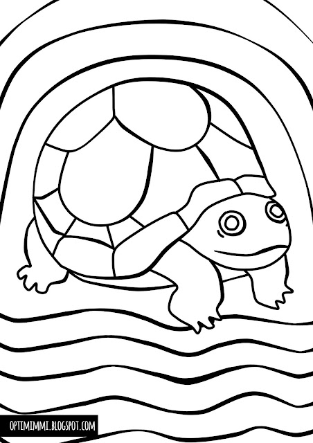 A coloring page of a turtle / Värityskuva kilpikonnasta