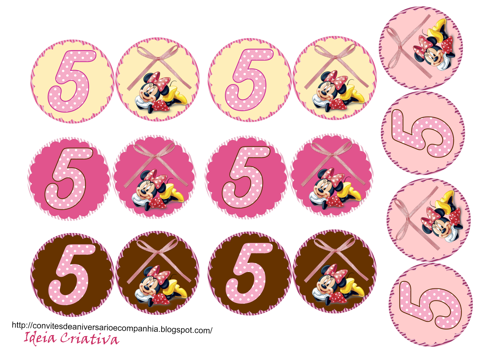 Minnie is 5 Toppers or Free Printable Candy Bar Labels.