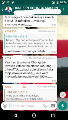 Ken Chonga leaked WhatsApp Messages.- Kilifi south