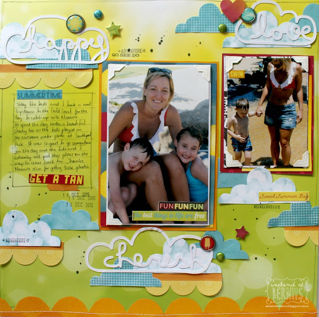 "Happy" layout by Bernii Miller using the BoBunny Lemonade Stand collection.