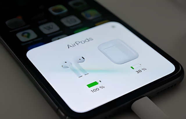 Airpods battery information on the phone screen