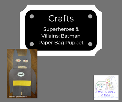 Batman paper bag and A Mom's Quest to Teach logo