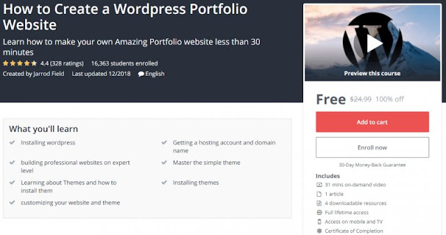 [100% Off] How to Create a Wordpress Portfolio Website| Worth 24,99$