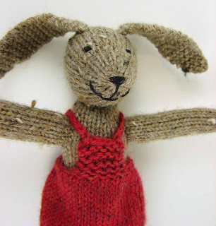 bunny rabbit toy stuffed animal knit brown red dress overalls heart valentines