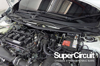 SUPERCIRCUIT Front Strut Bar made for the 10th generation Honda Civic FC 1.5 turbo.