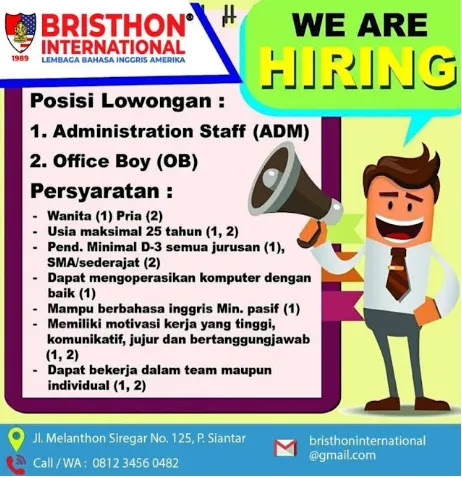 Lowongan Kerja SMA di Bristhon International