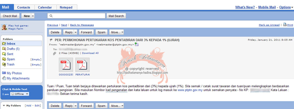 Surat Permohonan Pertukaran Kos - Contoh Soal2