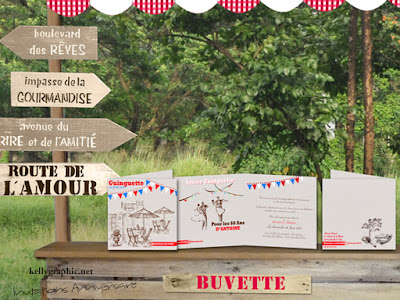 KellyGraphic - Faire-part Mariage Guinguette Rustique Vintage Champêtre