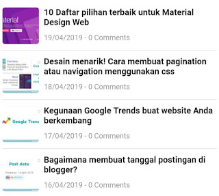 tampilan recent posts or trending posts