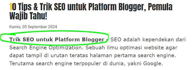 Keyword Utama di Intro Artikel