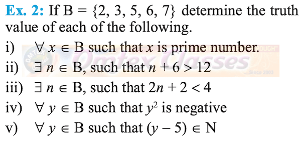 If B = {2, 3, 5, 6, 7} determine the truth value of ∀ x ∈ B such that x is prime number.