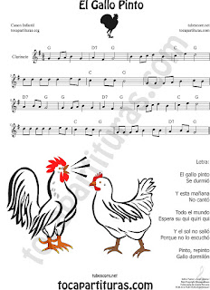  Clarinete Partitura de El Gallo Pinto Sheet Music for Clarinet Music Score