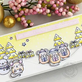 Sunny Studio Stamps: Merry Mice Woodland Borders Frosty Flurries Christmas Card by Candice Fisher