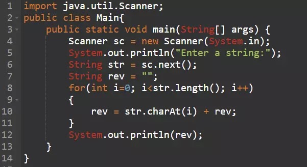 Write a program to reverse a string java