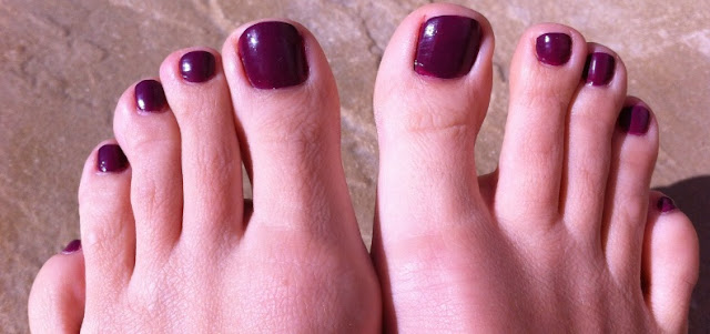 MUA Nail Polish on toes, in Plum Noir