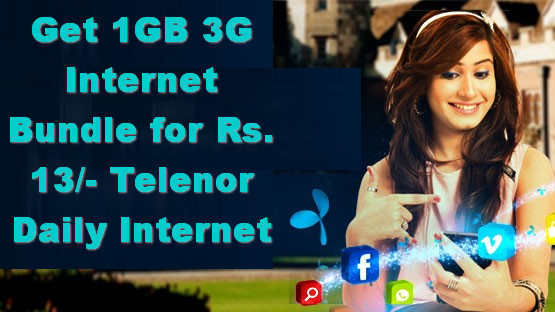 Get 1GB 3G Internet Bundle for Rs. 13/- Telenor Daily Internet