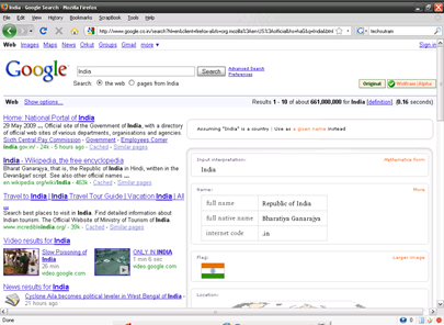 Google Search with Wolfram Alpha Google Addon in Firefox