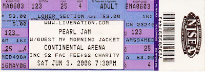 Tommy Mondello's Pearl Jam ticket stub June 3, 2006