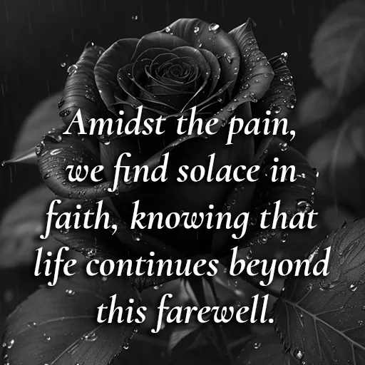 Amidst the pain, we find solace in faith, knowing that life continues beyond this farewell. Grief Quotes.