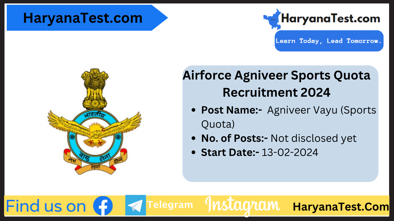 Airforce Agniveer Sports Quota Recruitment 2024