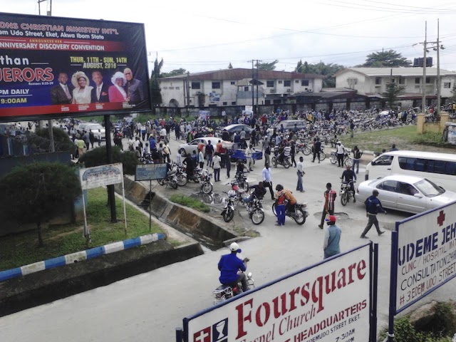 PHOTOS: Motorcyclist Protest #100 Ticket Hike Along Eket Oron Road