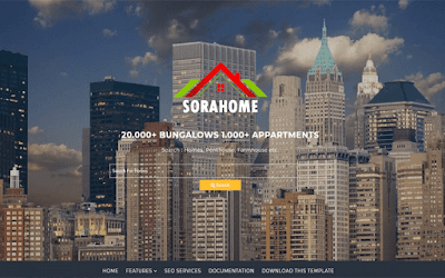 free landingpage template sora home