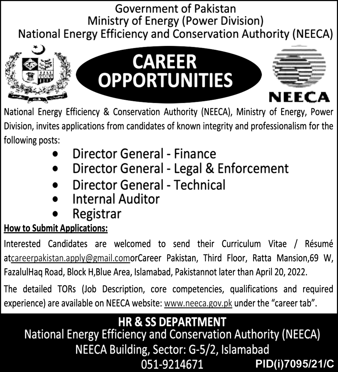 Latest National Energy Efficiency & Conservation Authority Management Posts Islamabad 2022