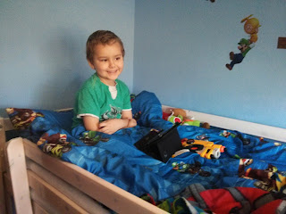 Dan Jon in his cabin bed, back when he wanted it!