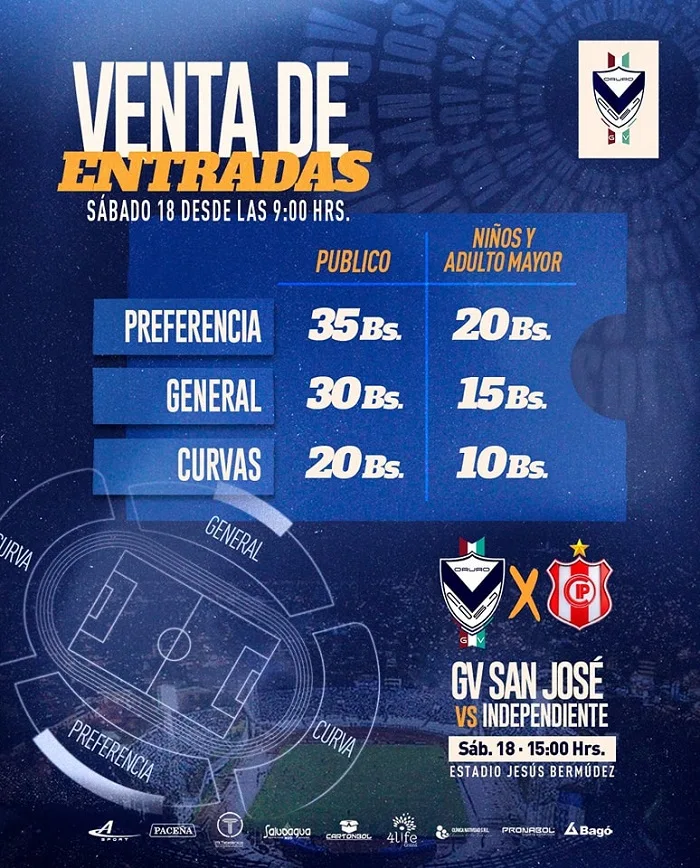 Venta de entradas Gualberto Villarroel San Jose vs Independiente