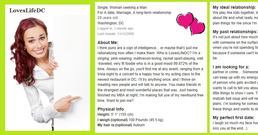 Valanglia: WRITING A PERSONAL PROFILE FOR A DATING SITE: AN EXAMPLE