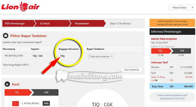 Mas Belitung Tarif Bagasi  Terdaftar Lion Air  Per 22 