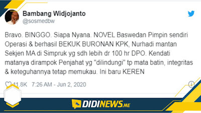 Twitt Bambang Wijayanto Soal Novel Baswedan