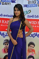 Actress Priya in Blue Saree and Sleevelss Choli at Javed Habib Salon launch ~  Exclusive Galleries 011.jpg