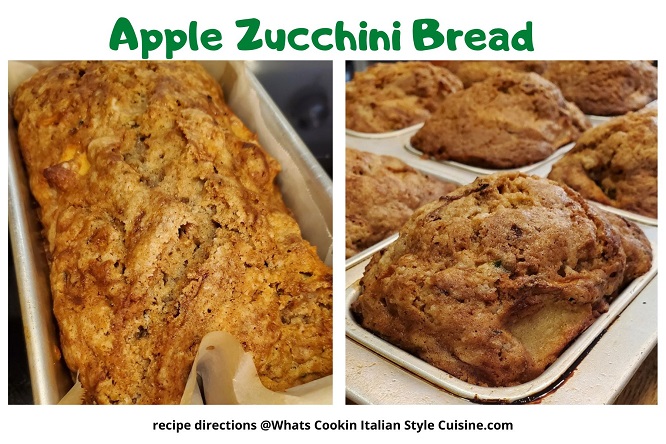 collage of a loaf and mini loaves Apple Zucchini bread baked
