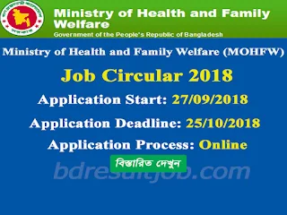 Ministry of Health and Family Welfare (MOHFW) Job Circular 2018