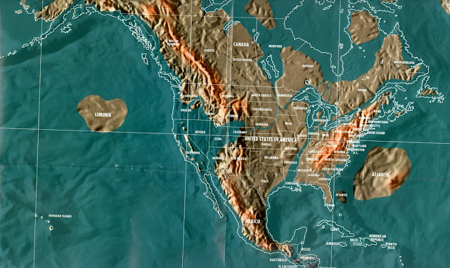 Mapa dos Estados Unidos pós tribulação e tsunami, apocalipse mapas mundo 2036