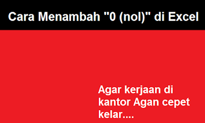 cara menambahkan 0 di excel