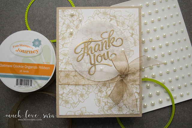 The gorgeous Bloom Burst Stamp created the background on this monochromatic handmade Thank you card.  Using Fun Stampers Journey products.