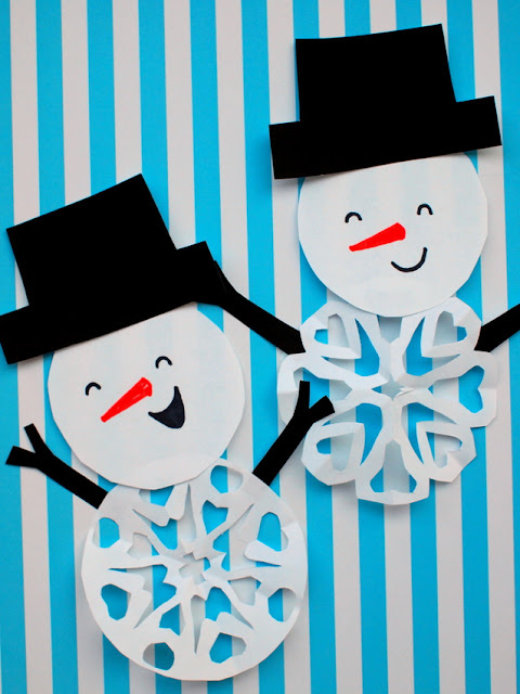 How to Cut Easy Snowman Snowflakes with Kids