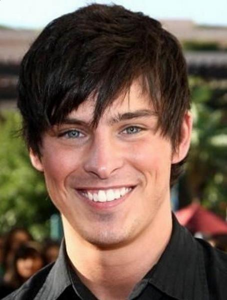 The hair is brushed forward